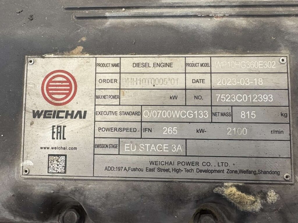 Табличка двигателя Weichai